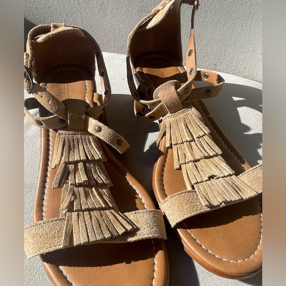 Italian fringed suede sandals